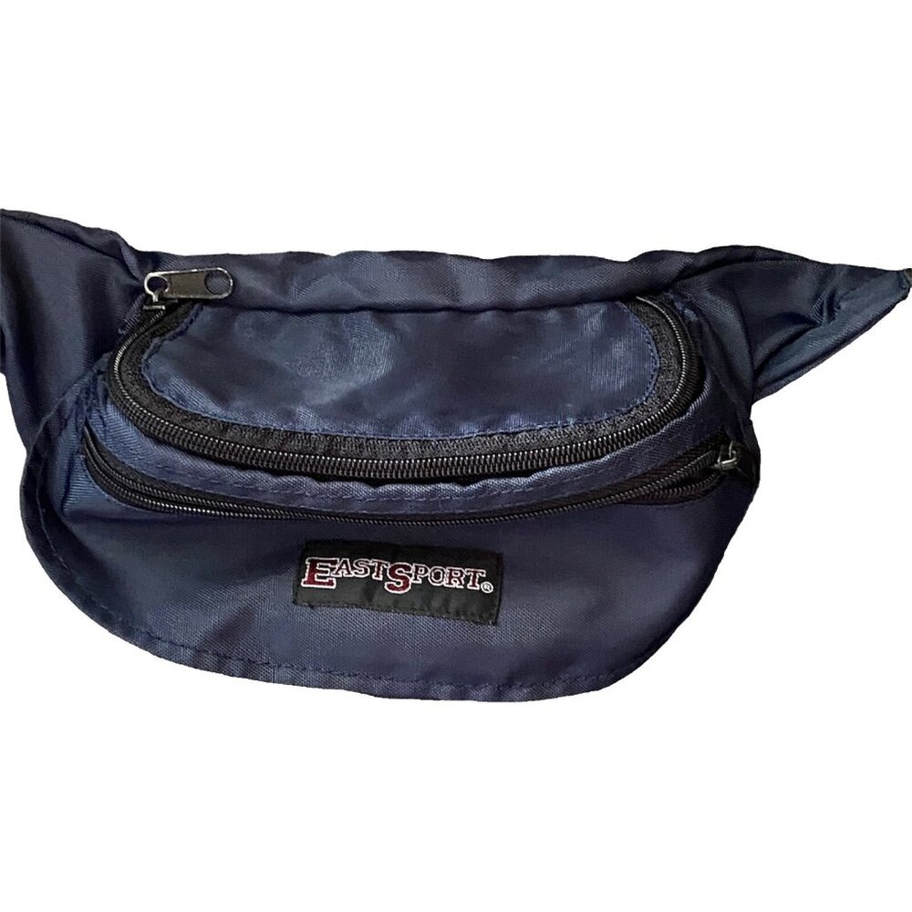 Vintage East Sport Blue Sports Nylon Fanny Pack Travel Hip Waist Zip Pockets